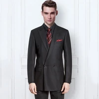 custom wide peaked lapel black business men suits for wedding slim fit groom tuxedos groomsmen suit prom wear 2 piece jacket pan
