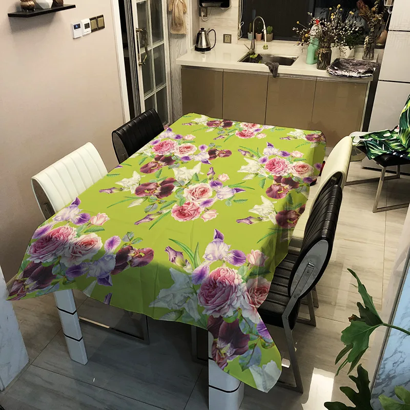 

Flamingo with Flowers Tablecloth 3D Printing Table Cloth Waterproof Rectangular Dinning Table Cover Mantel Mesa Nappe De Table