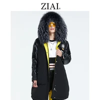 ziai 2020 winter women down jacket long coats female fashion top quality zipper natural fur collar zr 3022