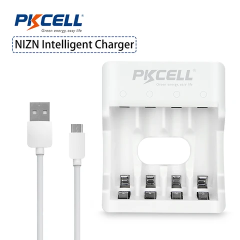PKCELL 1.6V NIZN Charger 8186 Fast Charging Charger for AA/AAA NI-ZN Batteries with Indicator USB Cable