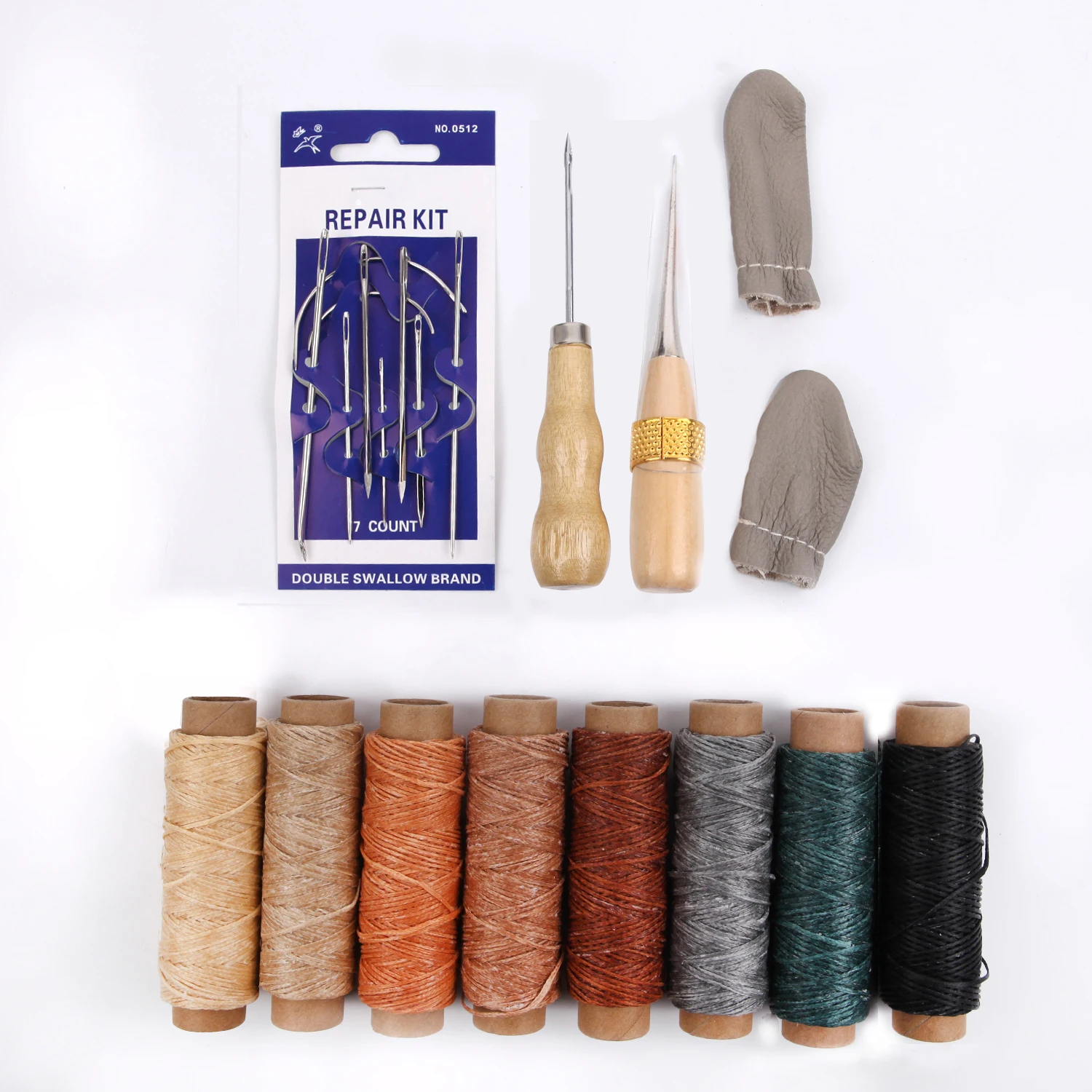 

28pcs Leather Sewing Tools Kit with Large-Eye Stitching Needles Waxed Thread Leather Stitching Needles Awl Hand Tools DIY Sewing