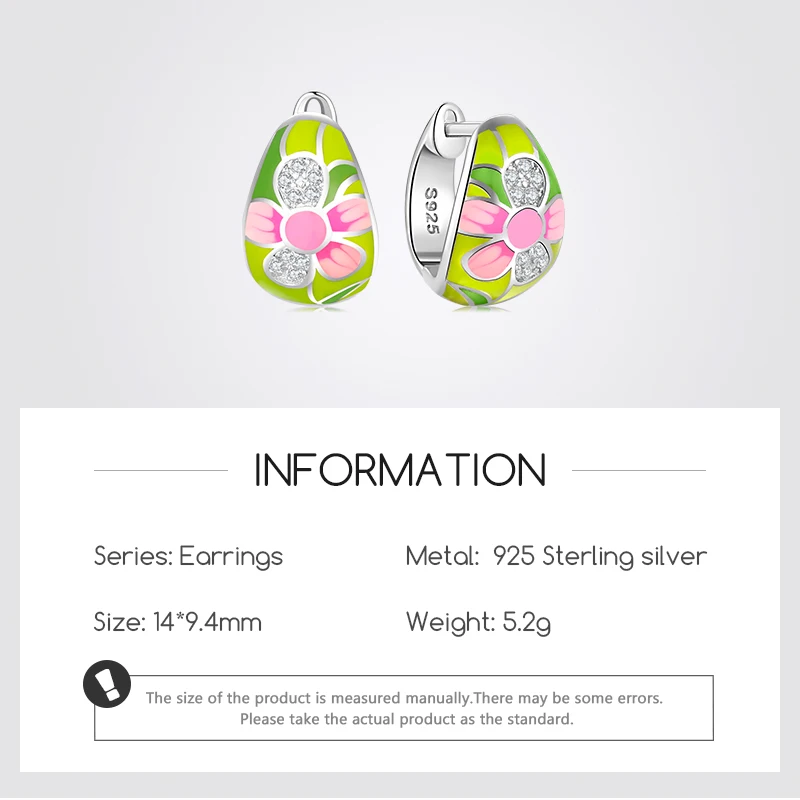 Женские серьги с розовой эмалью из серебра 2020 пробы цветком персика и цирконием