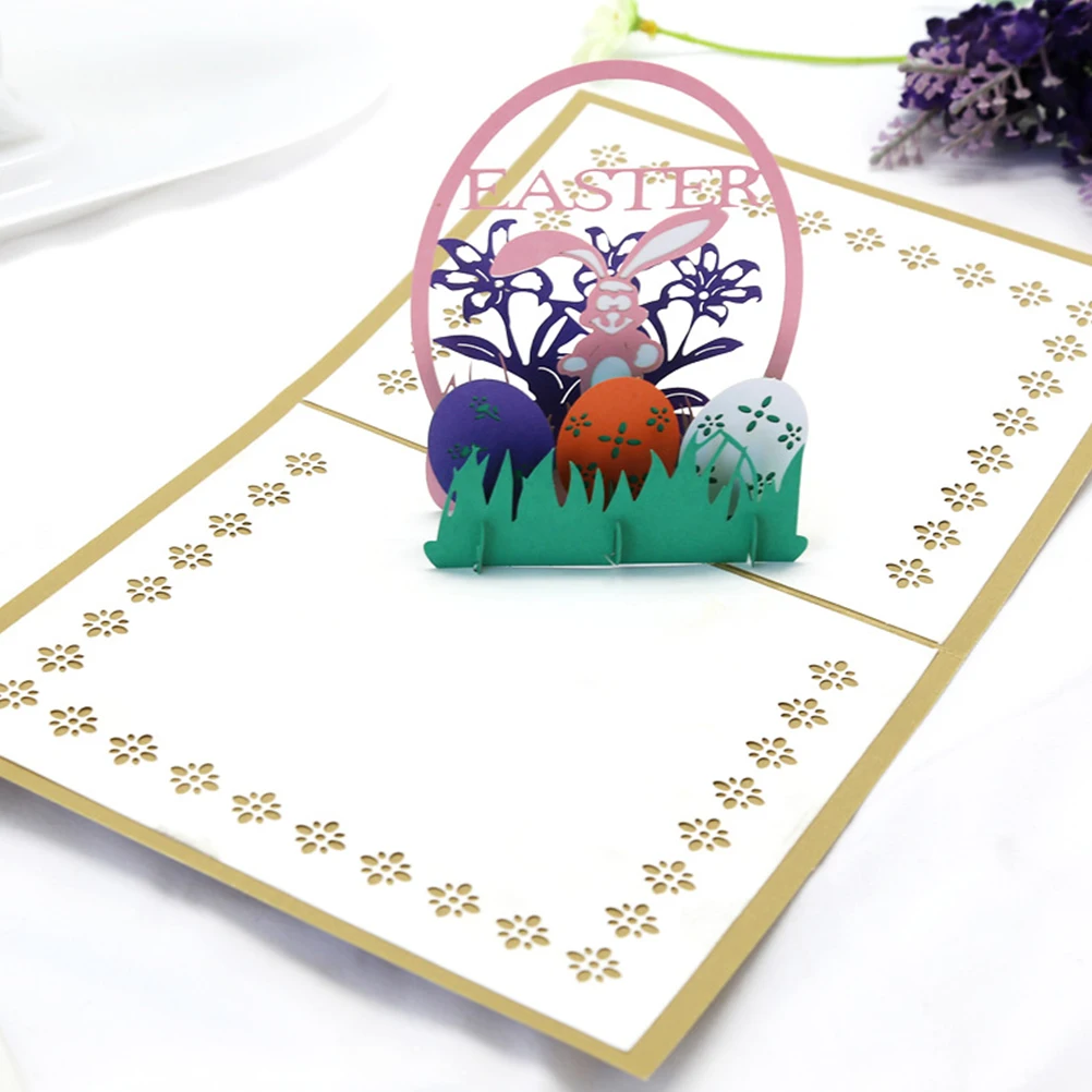 1 шт счастливые пасхальные карты 3D кролик красочные яйца подарочные Пасхальные