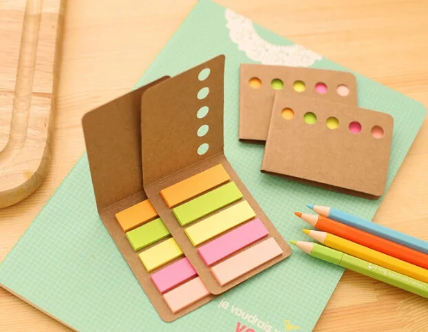 

free shipping 40pack Simple cowhide post-it notes Notepad colorful memo sticky Portable notepad