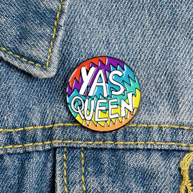 Эмалированные значки Yes Queen на пуговицах радужные цветные круглые забавные броши
