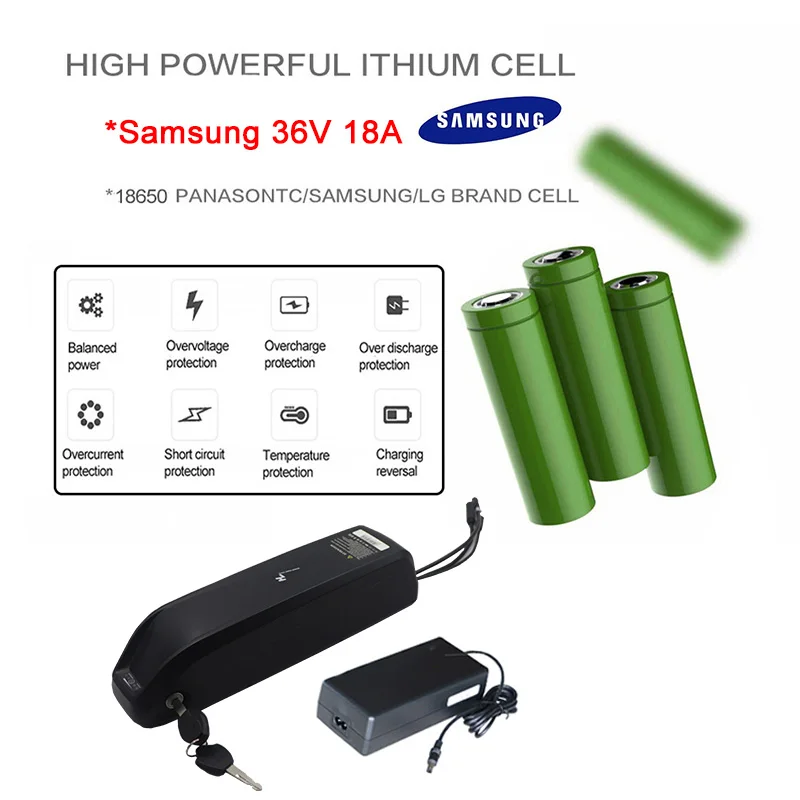 36V18A Sam battery Е-байка 36В 500 Вт комплект для переделки электрического велосипеда samsung Батарея е-байка 36В 21AH 20''24''26''700c передний Мотор колесо для электровелосипеда elektrikli bisiklet велосипед - Цвет: 36V18A Sam battery