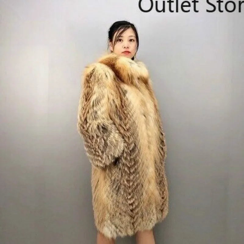 2020 Autumn Winter Real Fur Coat Fox Fur Overcoat Woman Fur Jacket Real Fur Collar Coat Fashion Warm Overcoat Oversize Outwear enlarge