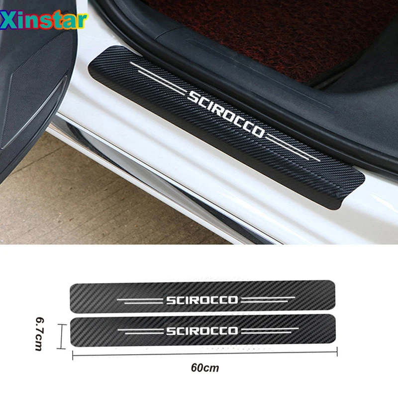 

2pcs Carbon fiber NEW Car Protector Door Sill Stickers for VW Volkswagen GTI SCIROCCO