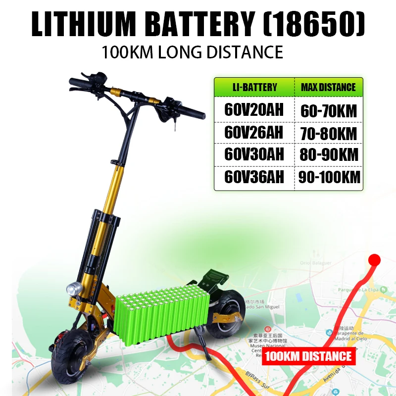 Preise 2021 Neue Ankunft Elektrische Roller Große Rad Dual Motor 5000W Leistungsstarke Erwachsene Escooter 80km Laufleistung Fern