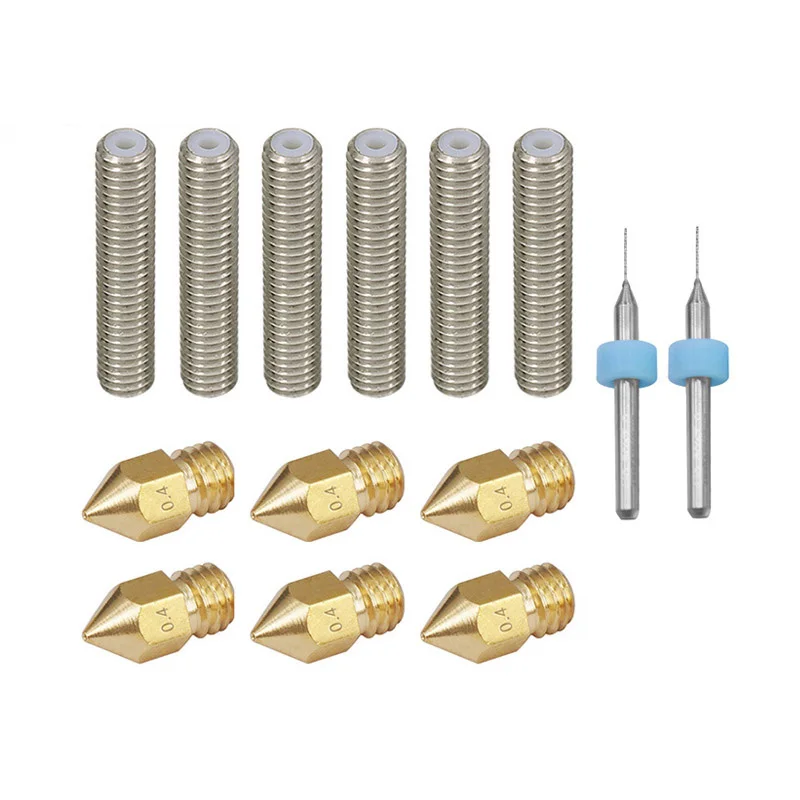 

3D Printers Parts DIY Kit 0.4mm Cleaning Needle + MK8 nozzle Cleaning Drill Bits 0.4mm + M6 30mm Elimination Gap Threaded Rod