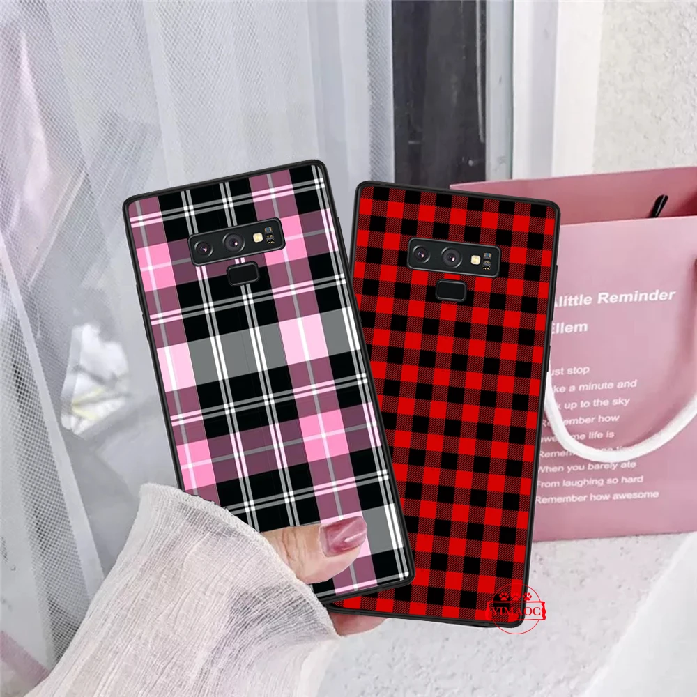 Красно-черную клетку мягкий силиконовый чехол для samsung S6 S7 край S8 S9 S10 Plus Note 8 9 10 M10
