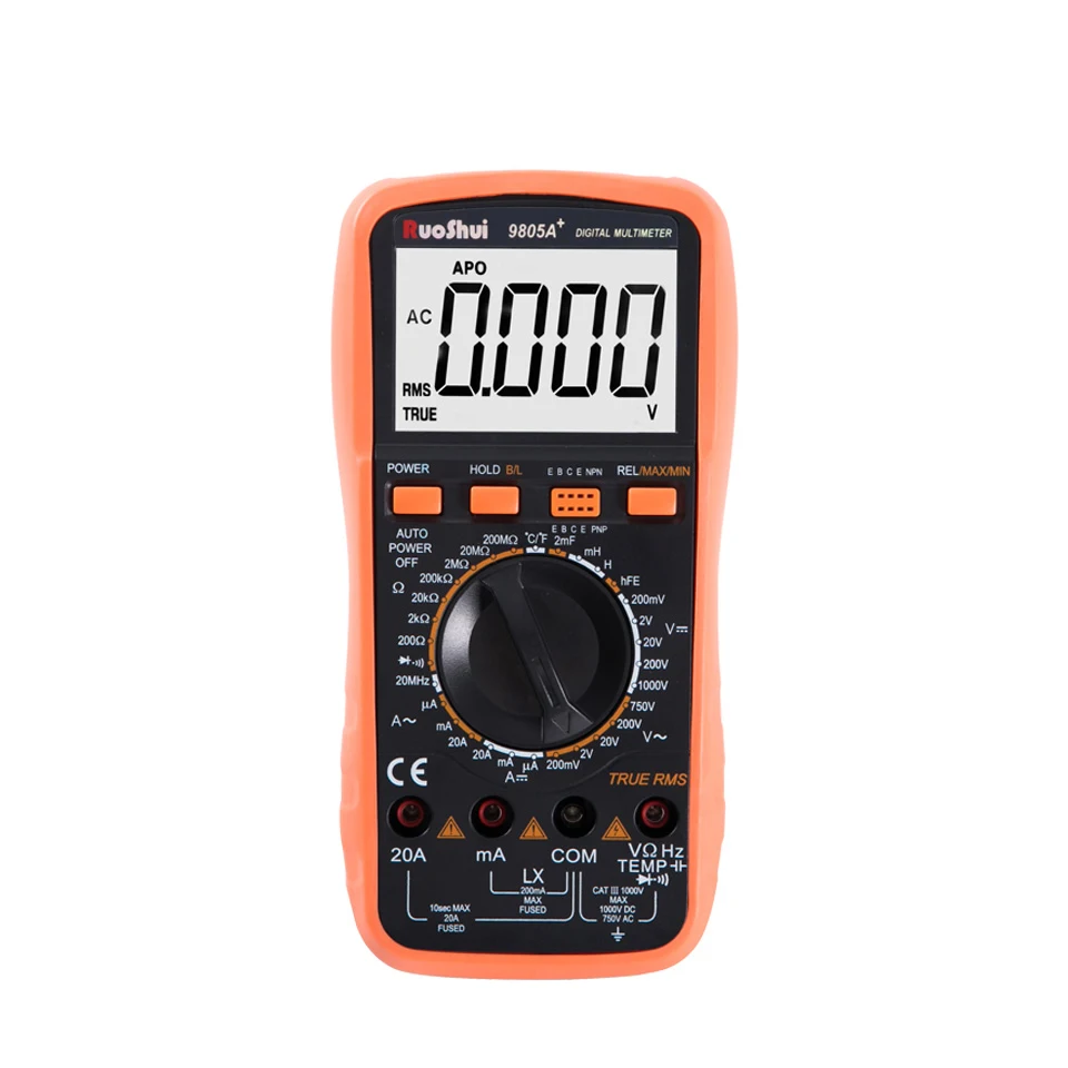 

Цифровой мультиметр RuoShui 9805A + True среднеквадратичный тестер, профессиональный Вольтметр постоянного и переменного тока, амперметр, 1000 В, 20 А, ...