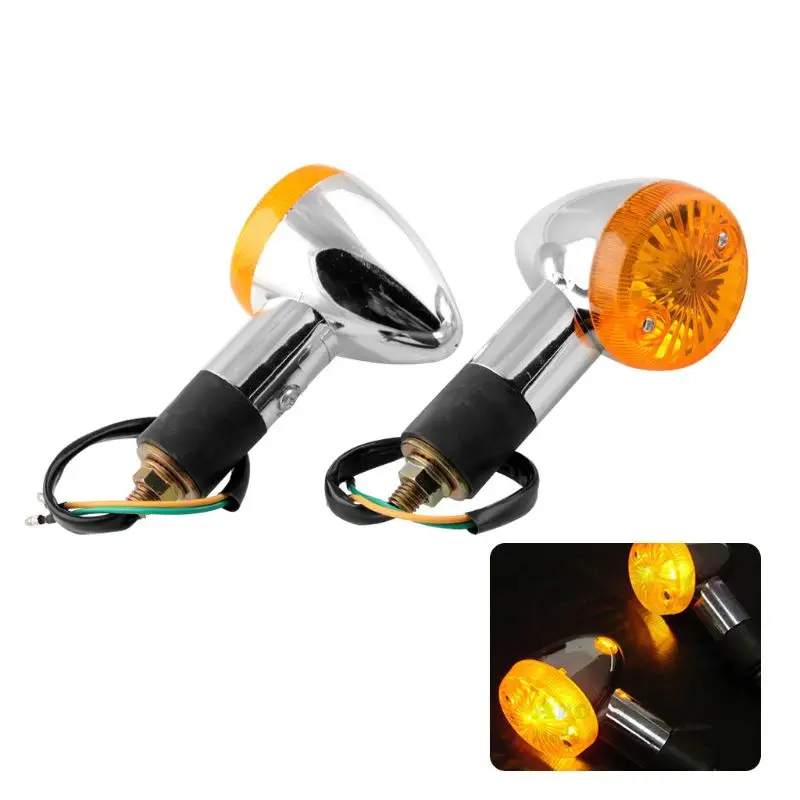 

2Pcs Bullet Motorcycle Front Rear Turn Signal Light Indicators Blinkers Amber