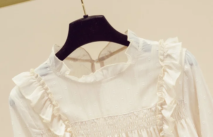 

Casual chiffon shirt elegant female long sleeve ruffles chiffon blouse korean spring new 2021 chiffon stitching women tops