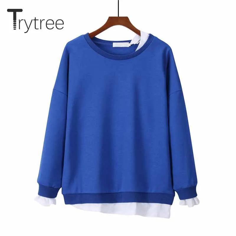 Trytree 2019 осенне зимние женские повседневные пуловеры толстовка с круглым вырезом
