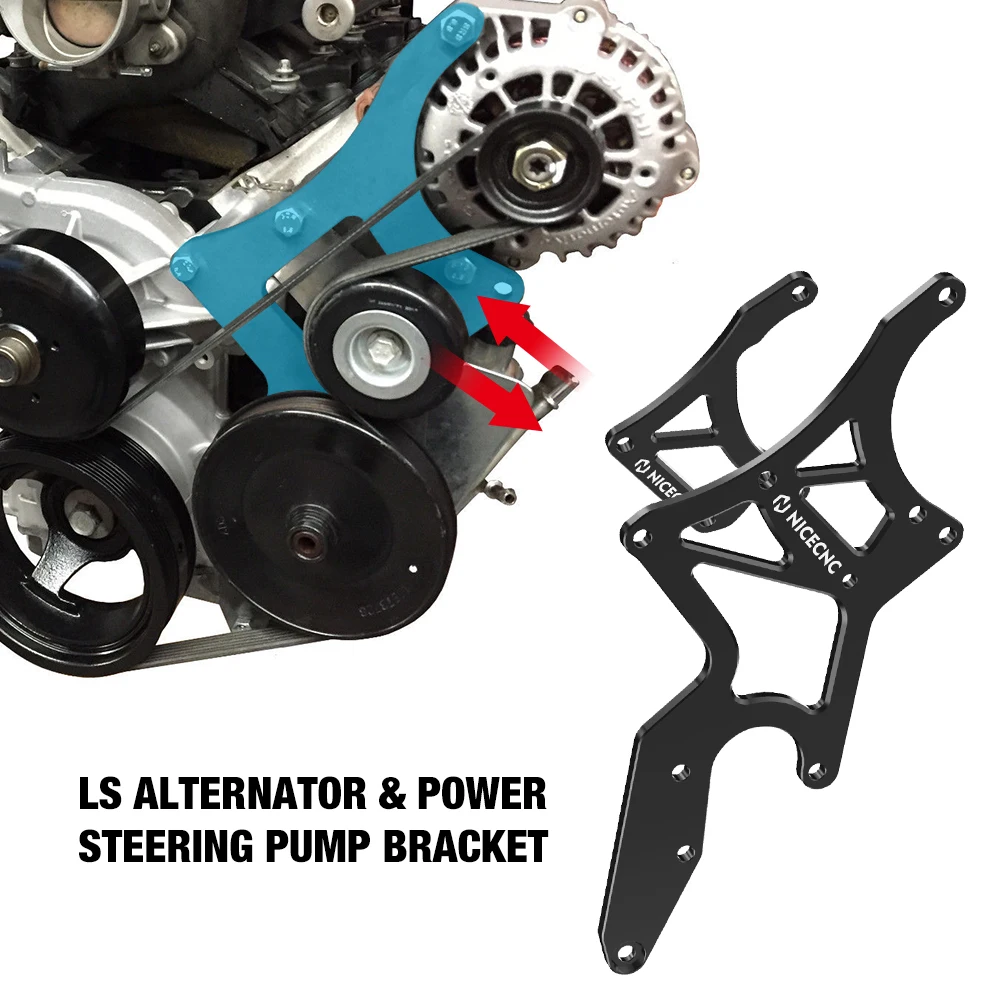 

NICECNC For LS Engine Serpentine Bracket Alternator&Power Steering Pump Swap Conversion Aluminum For Chevrolet