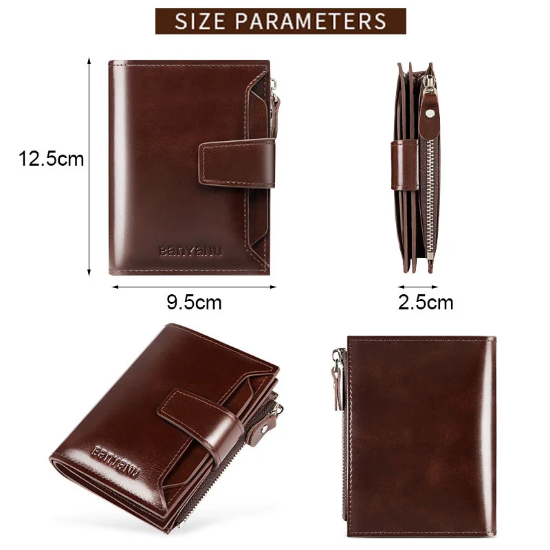 Кошелек Мужской винтажный из натуральной кожи роскошный короткий бумажник с