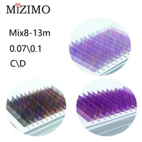 mizimo new color grafting eyelash 8 13mm length mixed with multiple colors makeup artificial mink hair eyelash extension tool