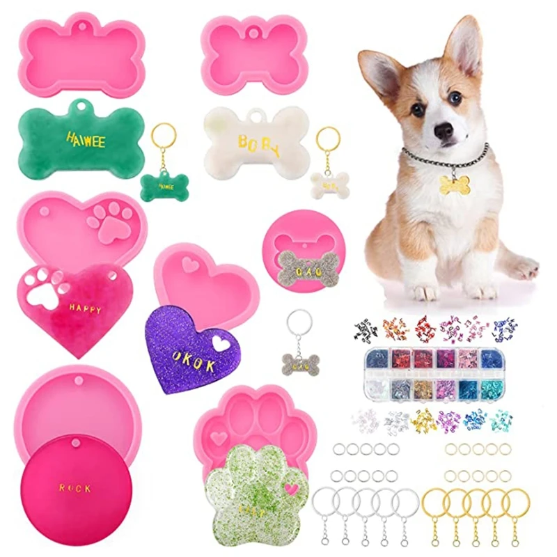 

1 Set Dog Bone Shaped Keychain Epoxy Resin Mold Dog Tag Casting Silicone Mould DIY Crafts Jewelry Pendant Making Tools