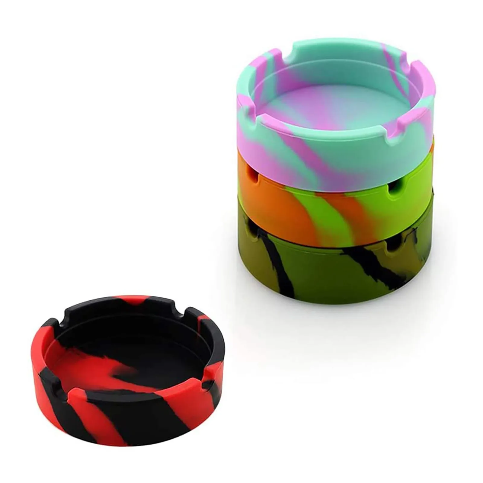 

4PCS silicone high temperature resistant ashtray 4 Pieces Silicone Portable Ashtray / Camouflage High Temperature Ashtray pipe