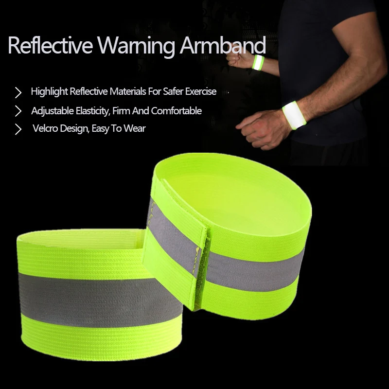 2PCS Reflective Safety Belt Adjustable Wrist Leg Ankle Shoulder Warning Bracelet Wristband Night Running Armband | Безопасность и