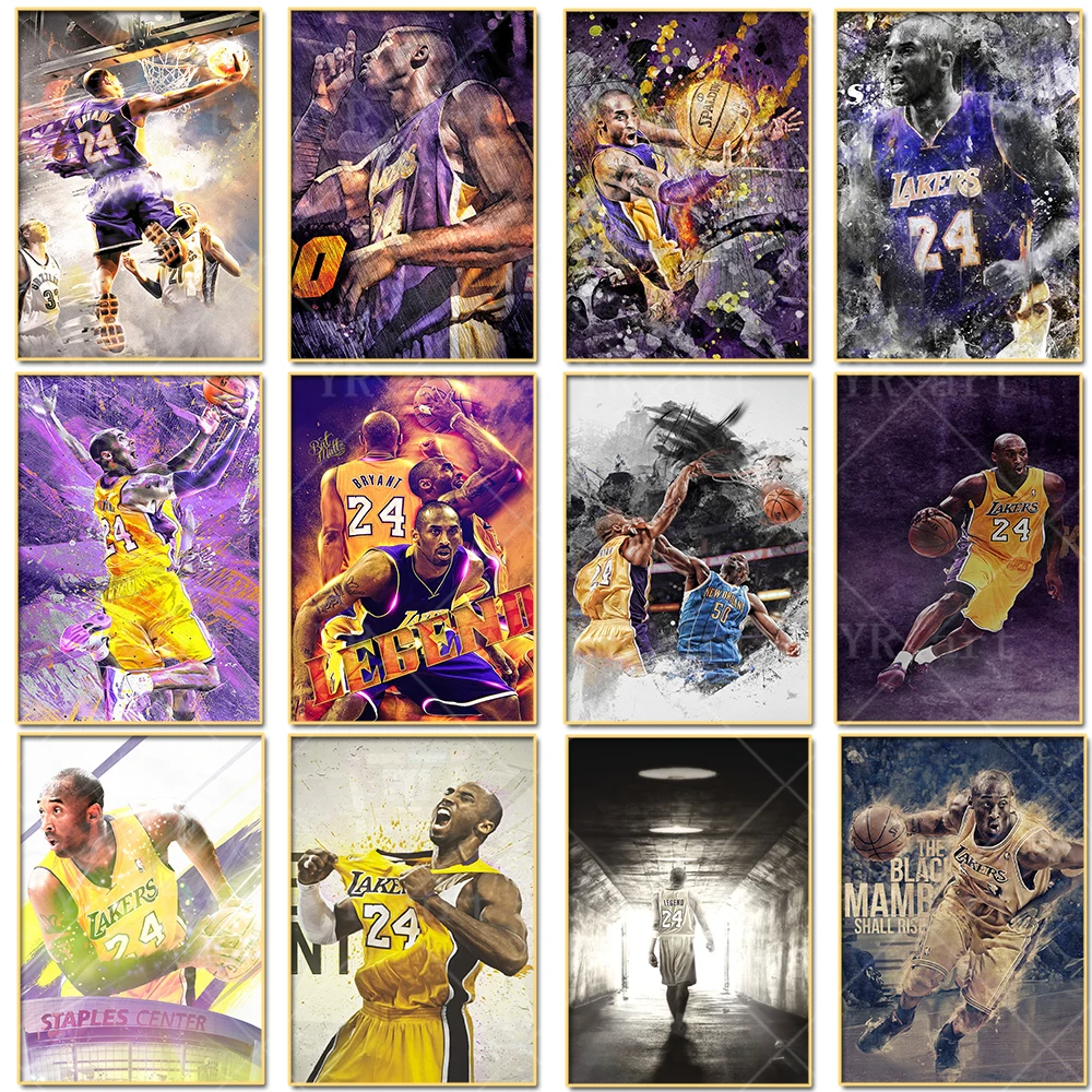 

Kobe Bryant Basketball Stars Poster Sports Canvas Painting Modern Art Print Wall Pictures For Living Room Home Decor Boys Room