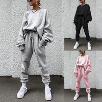 zoulv 2021 spring and autumn pure color temperament two piece sweatshirt ladies oversized pullover and pants casual sport suit