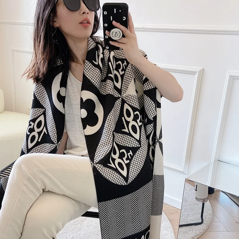 

Роскошный зимний шерстяной шарф, кашемировые толстые мягкие теплые шарфы из пашмины, Женская шаль, шарфы, зимние шарфы