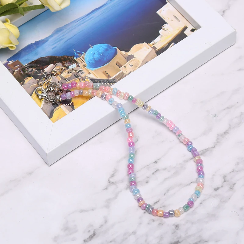 

1 fashionable female neckwear color pearl necklace national style rice bead female charm necklace jewelry gift