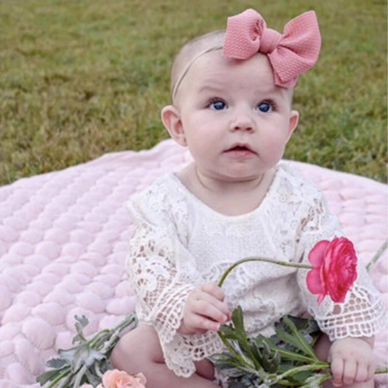 2 Pcs/Set Solid Bow Baby Headbands For Girls Colorful Elastic Soft Turban Cute Hairclip Elegant Hair Accessories | Мать и ребенок