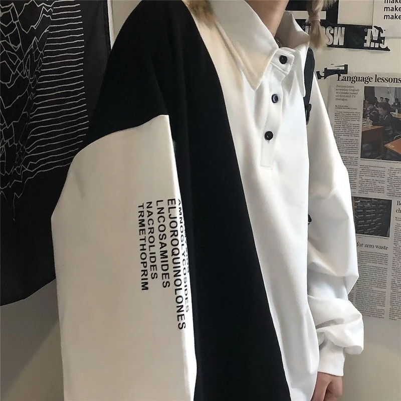 QWEEK поло Женская толстовка уличная одежда в стиле Харадзюку корейская мода с