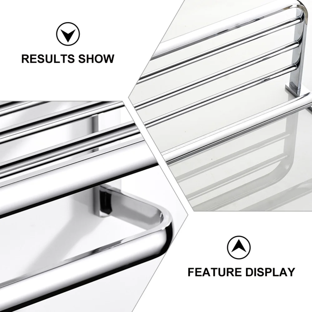

1pc Wall-mounted Bathroom Storage Rack Bath Towel Holder for Home (Silver)