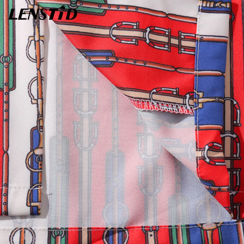 Мужская рубашка в стиле хип-хоп LENSTID винтажная Гавайская пляжная с ремнем на