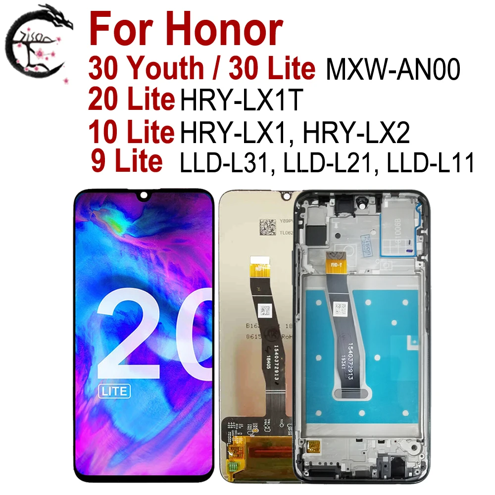 Для Honor 30 молодежных ЖК дисплей с рамкой для 20 Lite HRY LX1T Дисплей 10 LX1 / 9 Экран