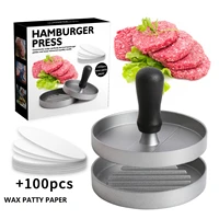 round shape burger press aluminum alloy abs burger meat beef press grill burger press patty maker mold kitchen meat tools