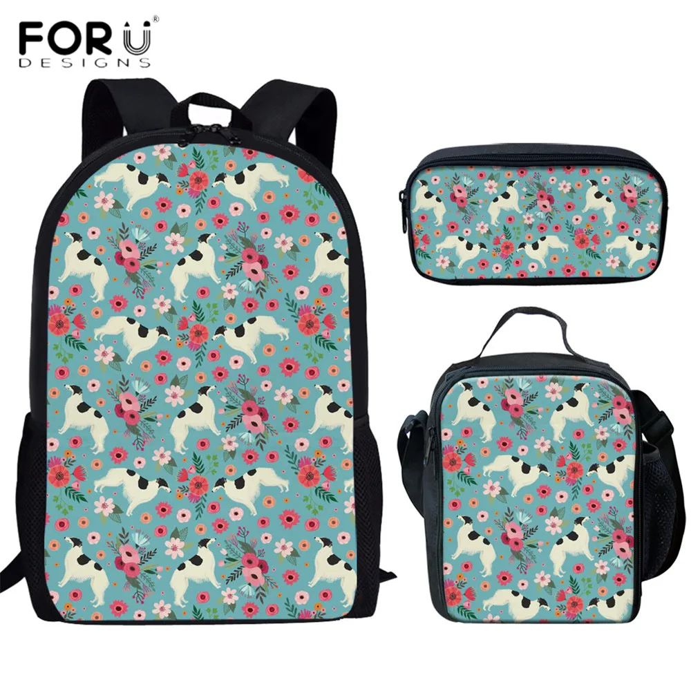Детские школьные ранцы FORUDESIGNS с 3D рисунком цветов Borzoi школьная сумка для