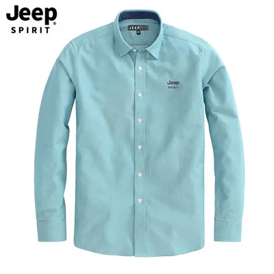 JEEP SPIRIT, новая брендовая мужская рубашка, повседневные рубашки, рубашки с длинным рукавом, одноцветная хлопковая Осенняя рубашка для мужчин, camisa masculina размера плюс M-4XL - Цвет: As Picture