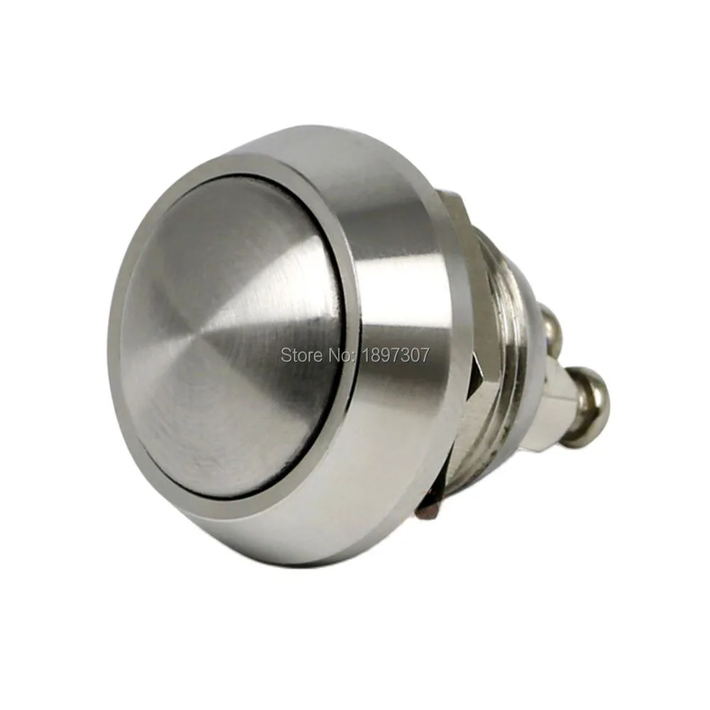 

10 Pieces 12mm Stainless Steel Resettable Metal Anti Vandal Resistant Electric Push Button Switch