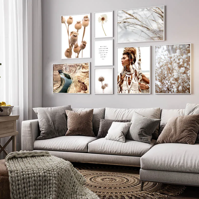 Постер в скандинавском стиле Бохо для женщин настенная Картина на холсте с