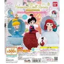Bandai Genuine Gashapon Toys Disney Princess Ariel Cinderella Mulan Assembling Action Figure Model Toys Girl Gifts