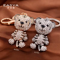 metal retro personality crystal diamond tiger keyring fashion car keychain childrens gift cartoon cute key chains
