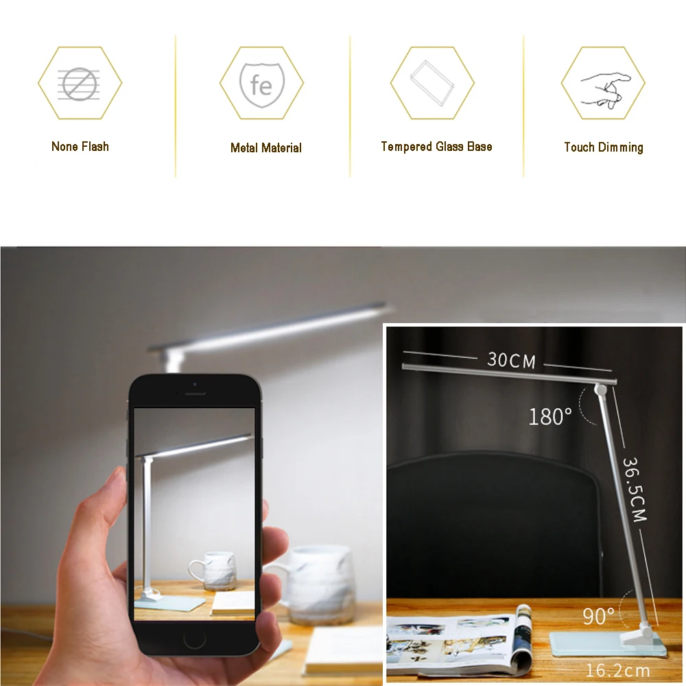 Настольная лампа светодиодный подставка настольная 3 огни Цвет затемняемая