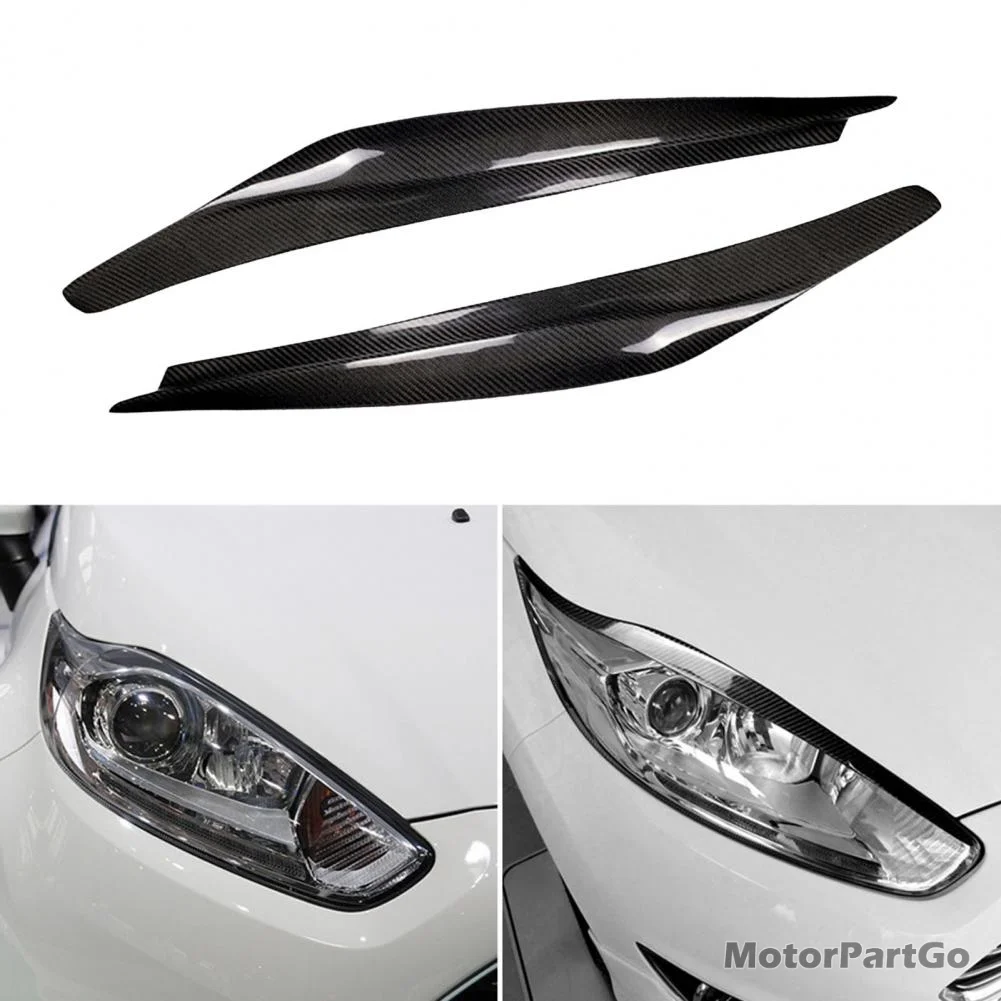Real Crabon Fiber Head light Eyelid Eyebrow Cover Trim 1pair for Ford Fiesta 2013-2016 | Автомобили и мотоциклы