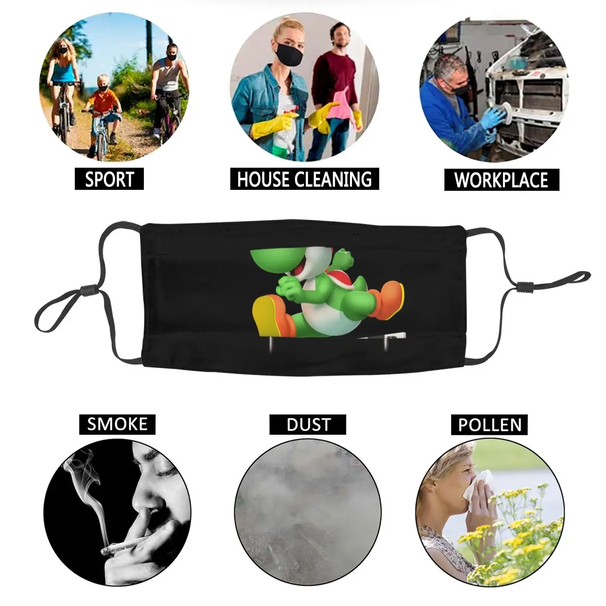 Маски с узором Yoshi многоразовые маски противотуманные и пылезащитные защитные