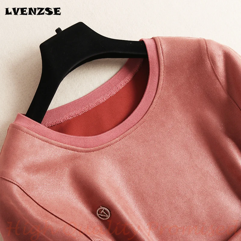 LVENZSE Новое Замшевое платье осень 2019 два цвета строчка вечерние платья для женщин |