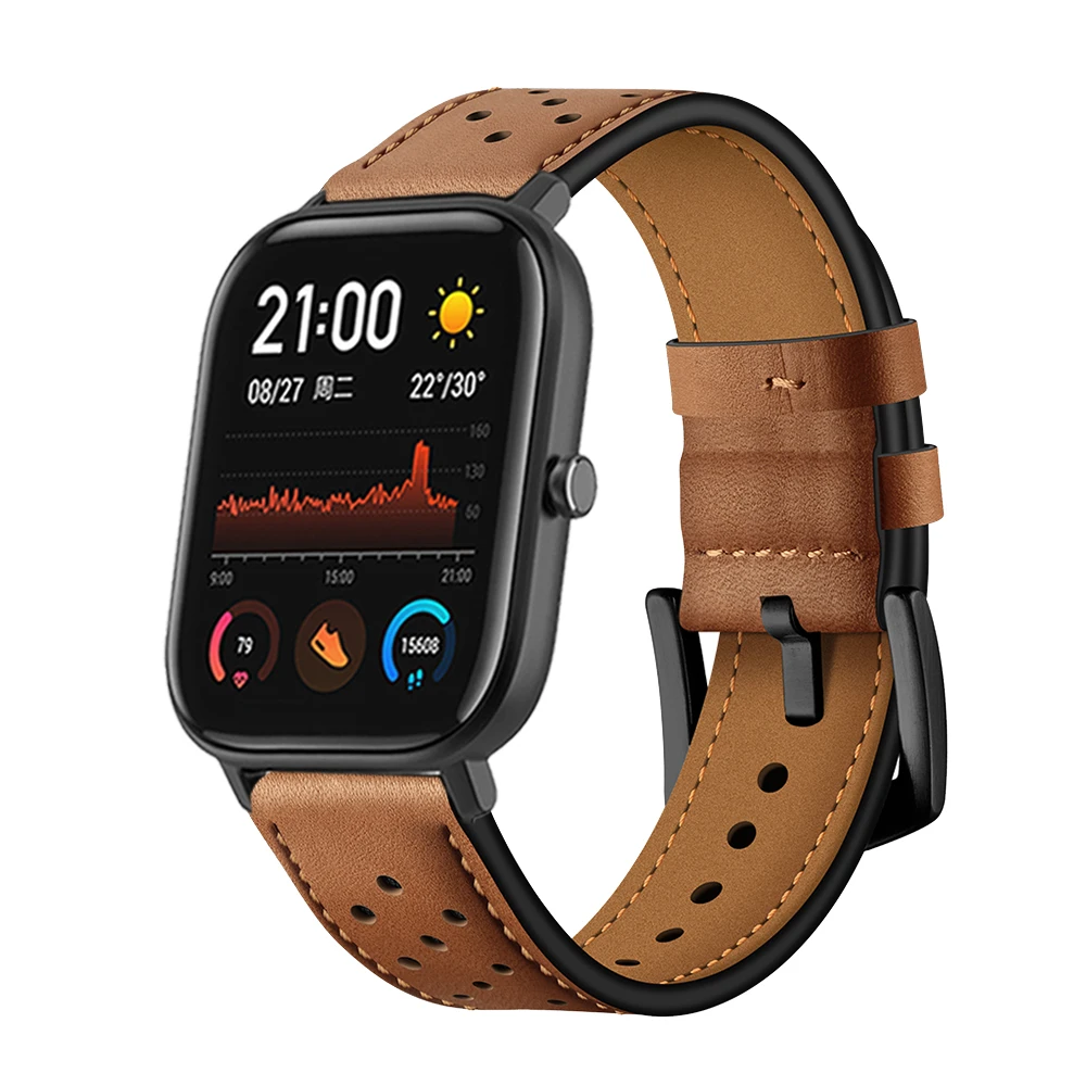 

Ремешок из натуральной кожи для Huami Amazfit GTS 2 2 Mini/Bip U, спортивный браслет для GTR 2 2E/Pace/Stratos, аксессуары для часов
