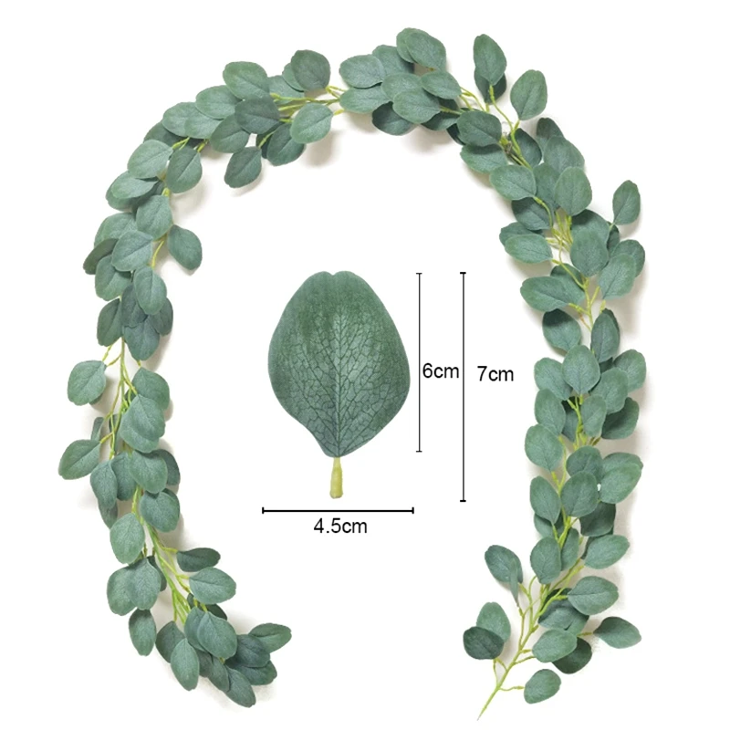 

3Pcs 2M Artificial Eucalyptus Round Leaf Garland Plants Vine Fake Foliage Flowers Home Decor Artificial Rattan String