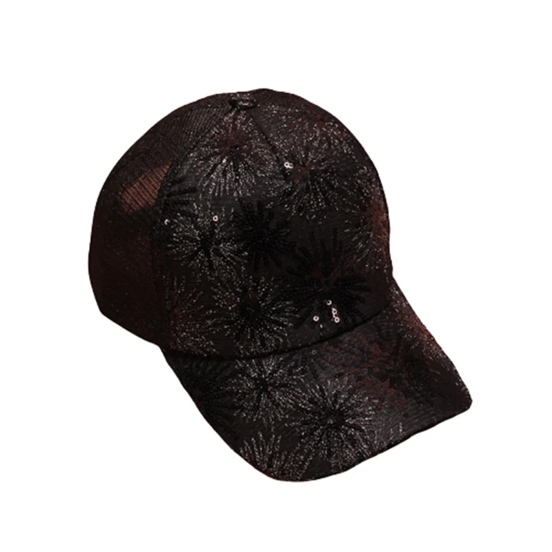 2020 Korean fashion women girl sequin flower mesh hat summer breathable net hat trend visor outdoor casual sunshade baseball cap