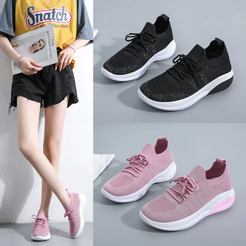 

Women's Lace-up Vulcanized Light Sport Soft Sneakers Ladies Fashion Casual Shoes Tennis Shock Cushion Cosy Zapatillas Mujer 2021