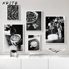 Кухонный плакат, черный, белый цвет, кофе, еда, напиток, холст, печать, настенное искусство, картина современного искусства, украшение для столовой, ресторана